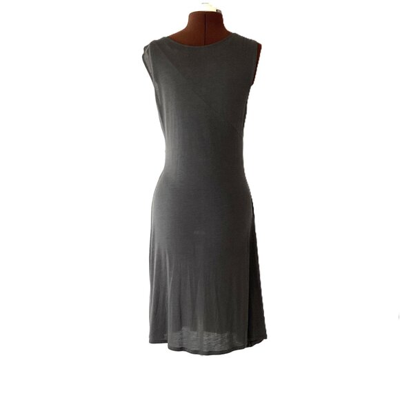 Grey Sleeveless Mock Wrap Jersey Dress - Picture 4 of 8
